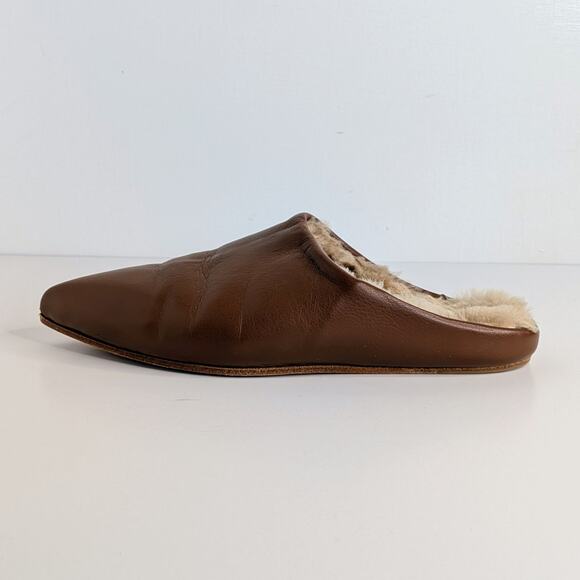 COCLICO Shoes - Coclico Dia Mule Shearling Slides 38 Brown Leather Quiet Luxury Cozy Chic